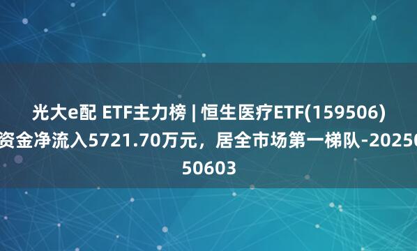 光大e配 ETF主力榜 | 恒生医疗ETF(159506)主力资金净流入5721.70万元，居全市场第一梯队-20250603